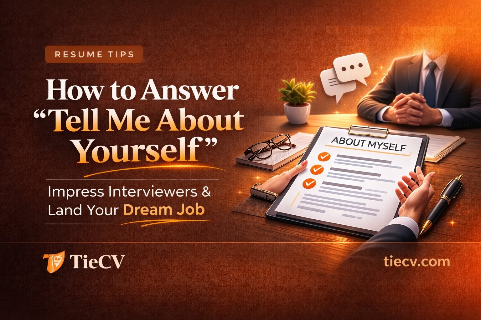 Candidate confidently answering tell me about yourself in a job interview